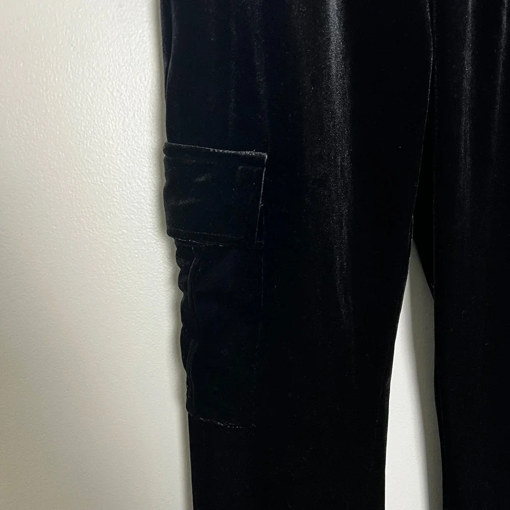 Sanctuary Womens Black‎ Velvet Cargo Joggers Tapered Elastic Waist Pants Small